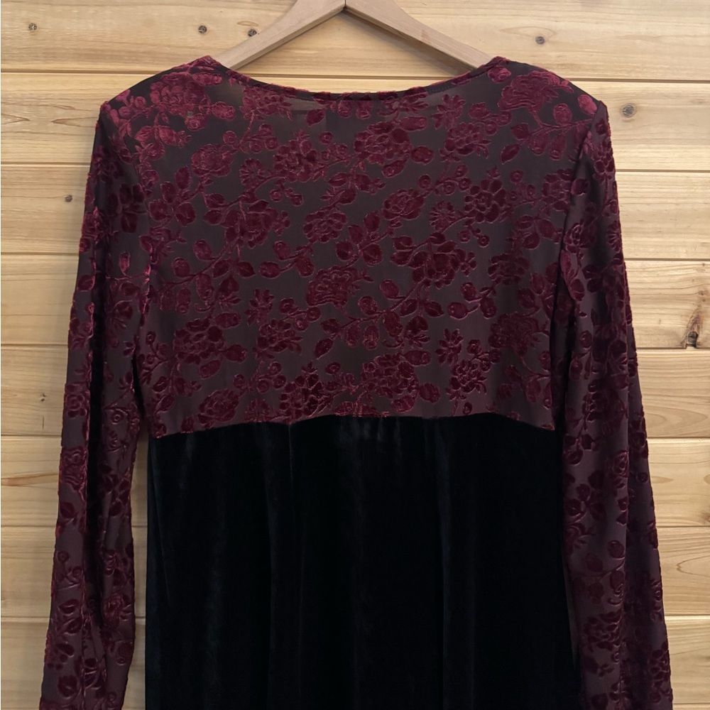 Vintage Molly Malloy Medium Floral Burnout Velvet Long Sleeve Whimsigoth Dress - Picture 6 of 12